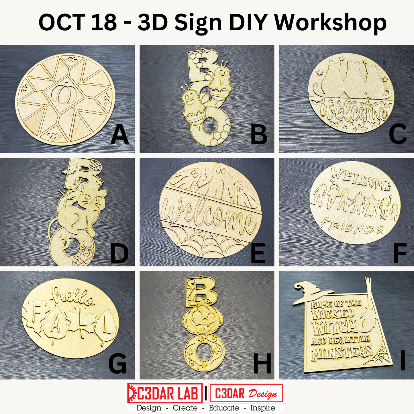 Adult Fall 3D Sign DIY Workshop - Oct 18, 2024 - 6:30PM - 8:30PM