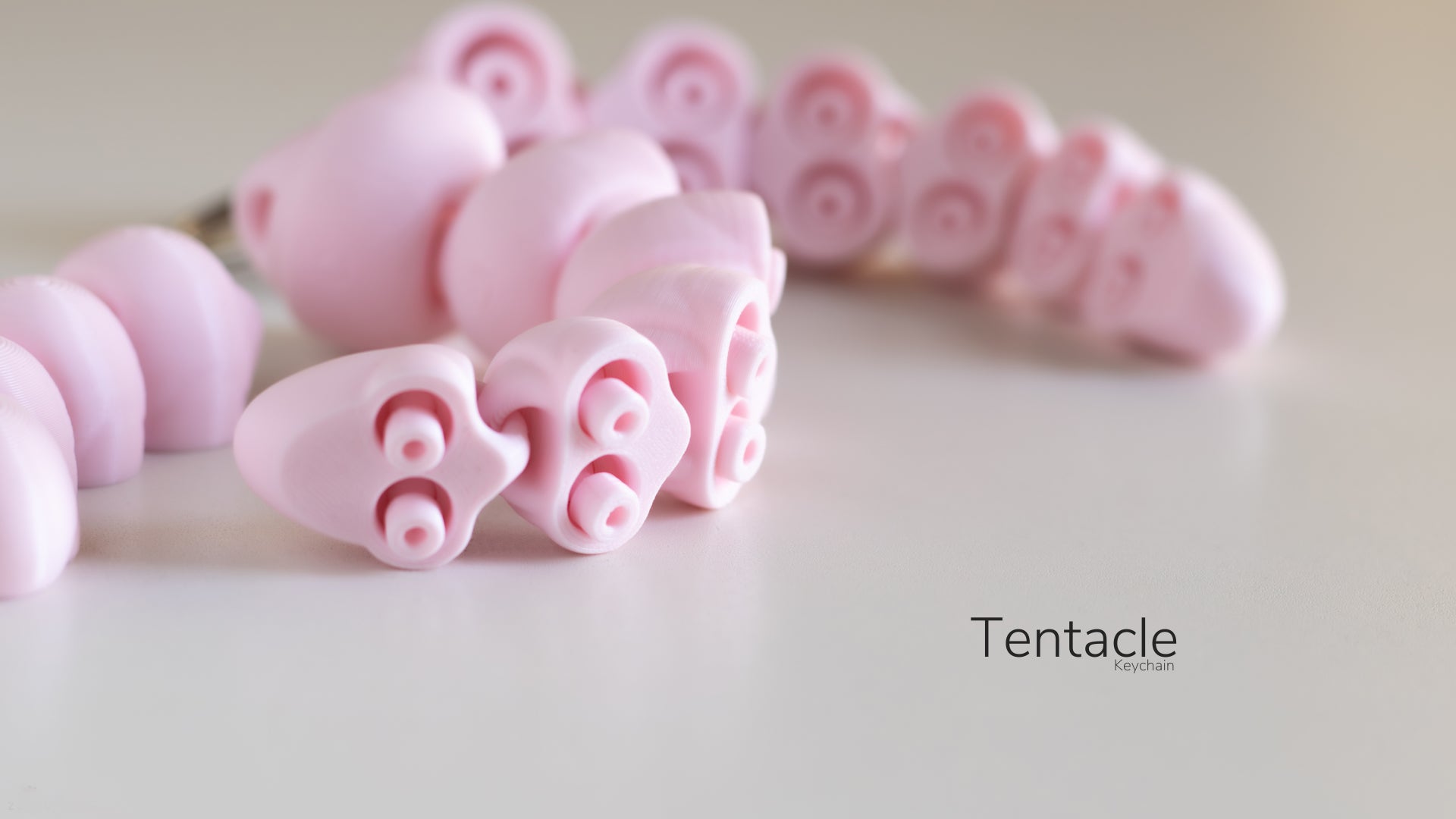 a close up of some pink objects on a table