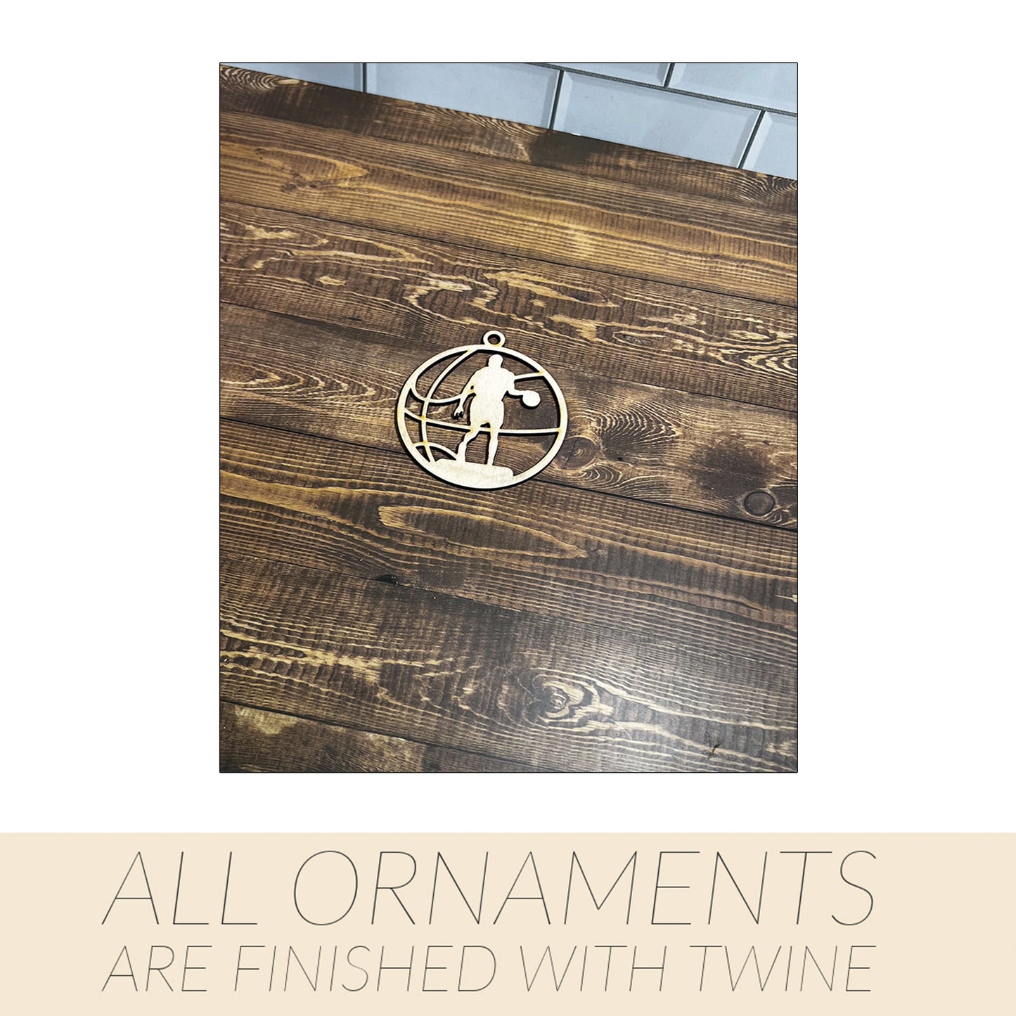 Basketball Ornament, Wooden Sports Ornament, Sports Ornament, Engraved Ornament, Laser Engraved Wood Ornament