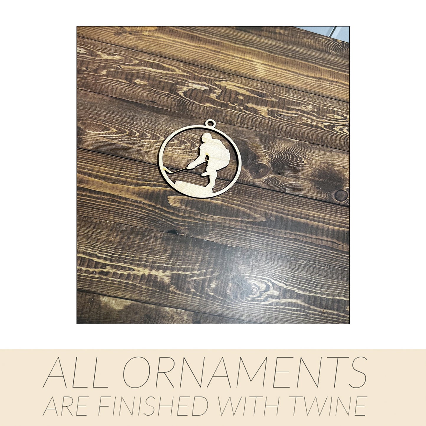 Hockey Ornament, Wooden Sports Ornament, Sports Ornament, Engraved Ornament, Laser Engraved Wood Ornament