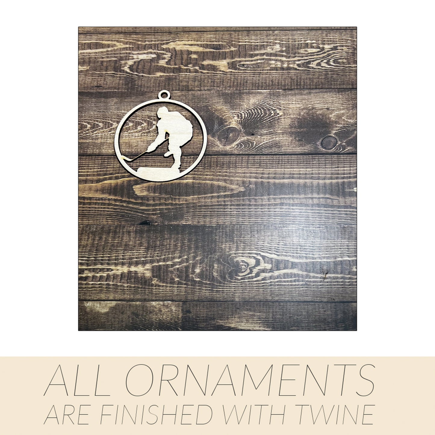 Hockey Ornament, Wooden Sports Ornament, Sports Ornament, Engraved Ornament, Laser Engraved Wood Ornament