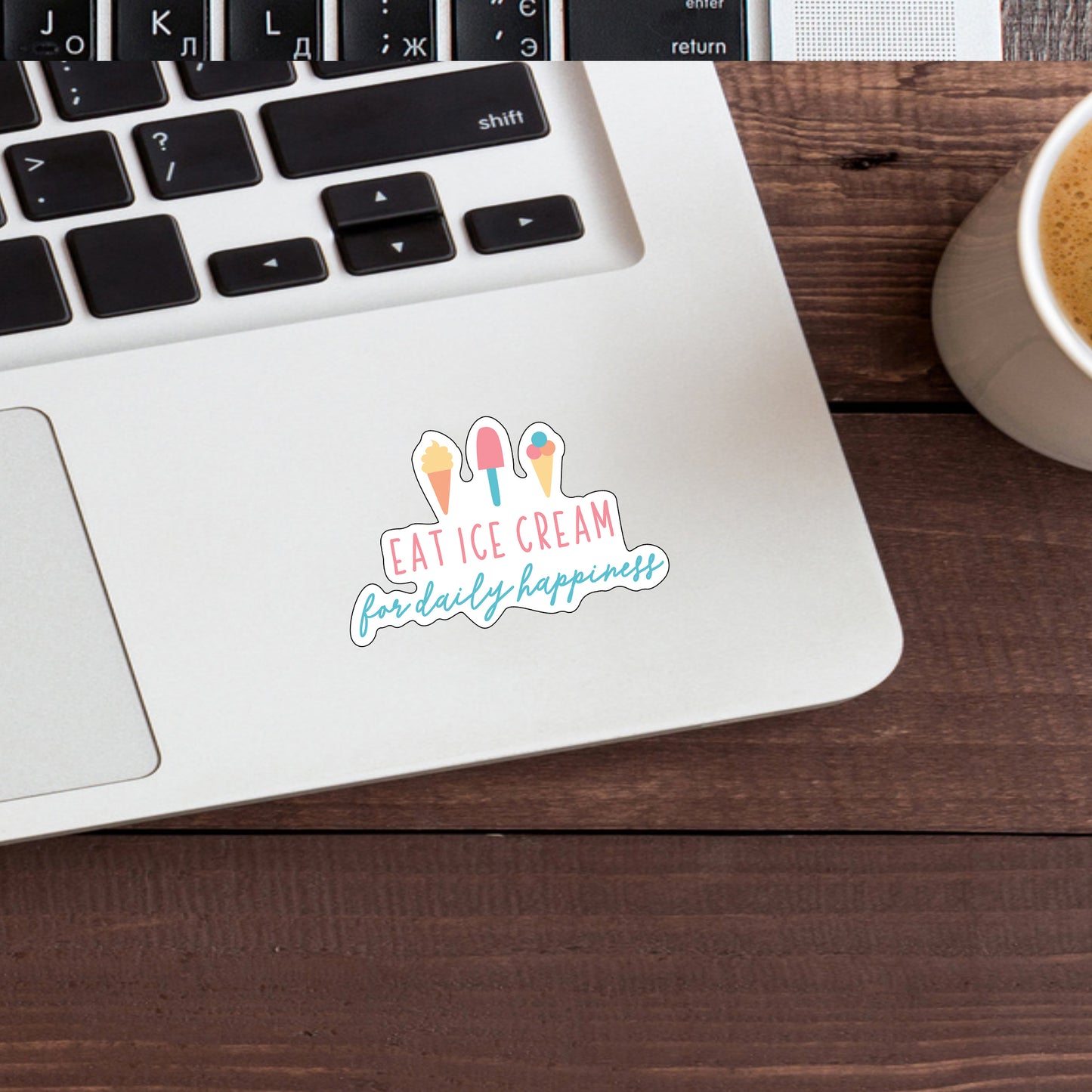 Eat Ice Cream Sticker, Express Yourself with our Unique Vinyl Stickers for Laptops, Tablets, and More!