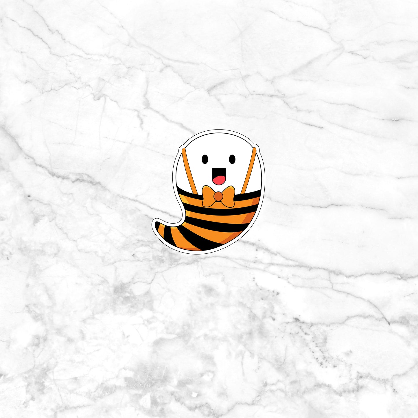 a sticker of a tiger on a marble background