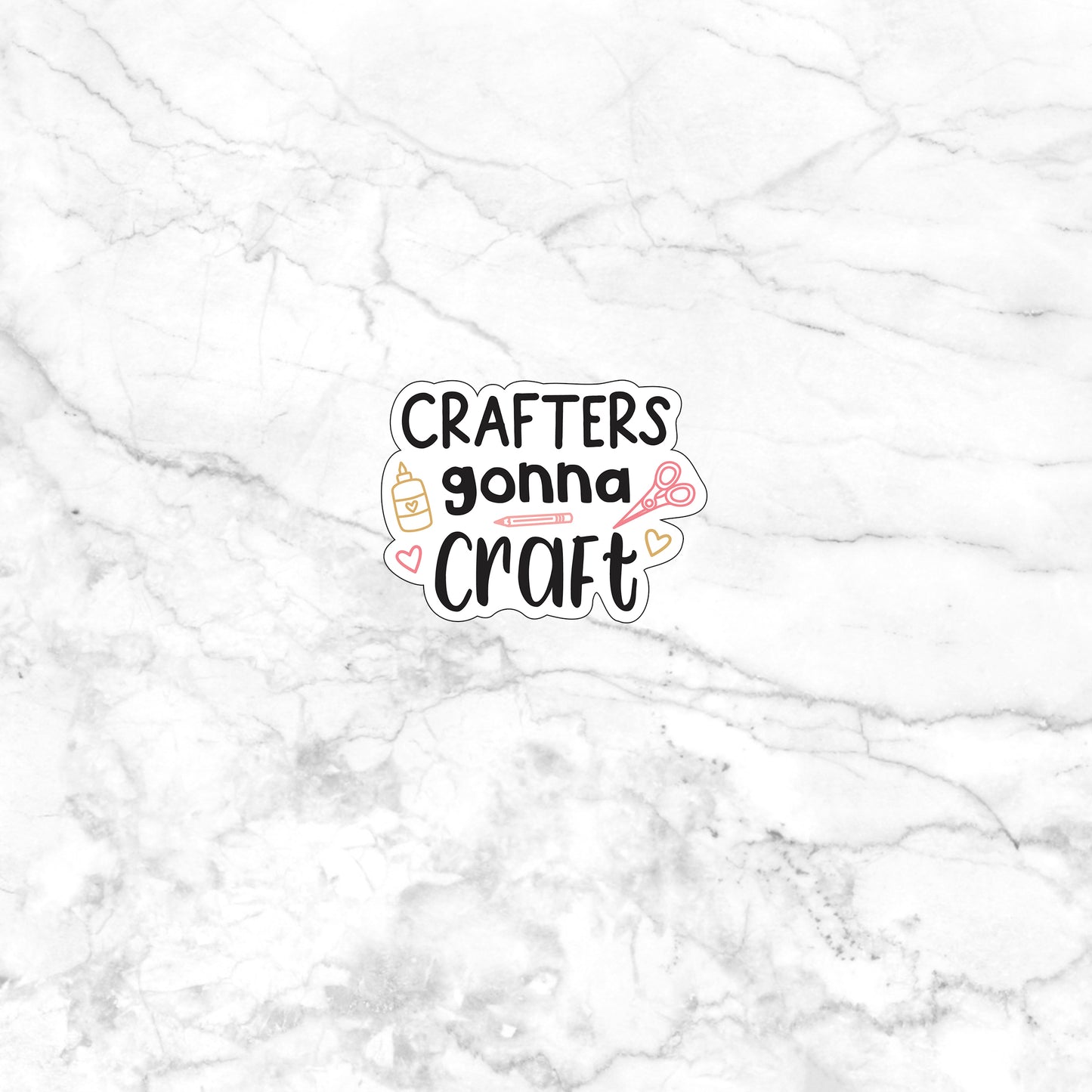 crafters going craft sticker on a marble surface