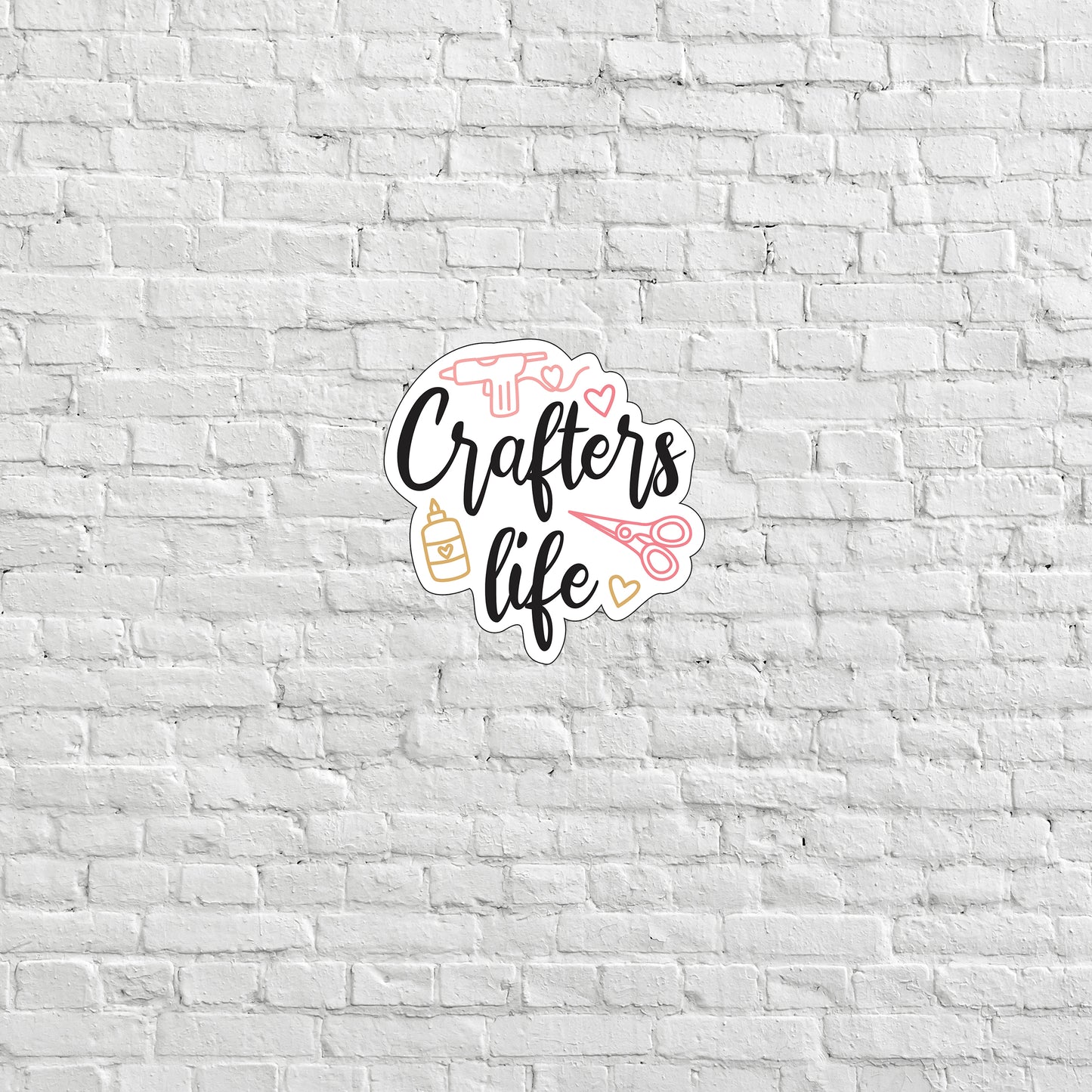 a white brick wall with the words crafters like on it