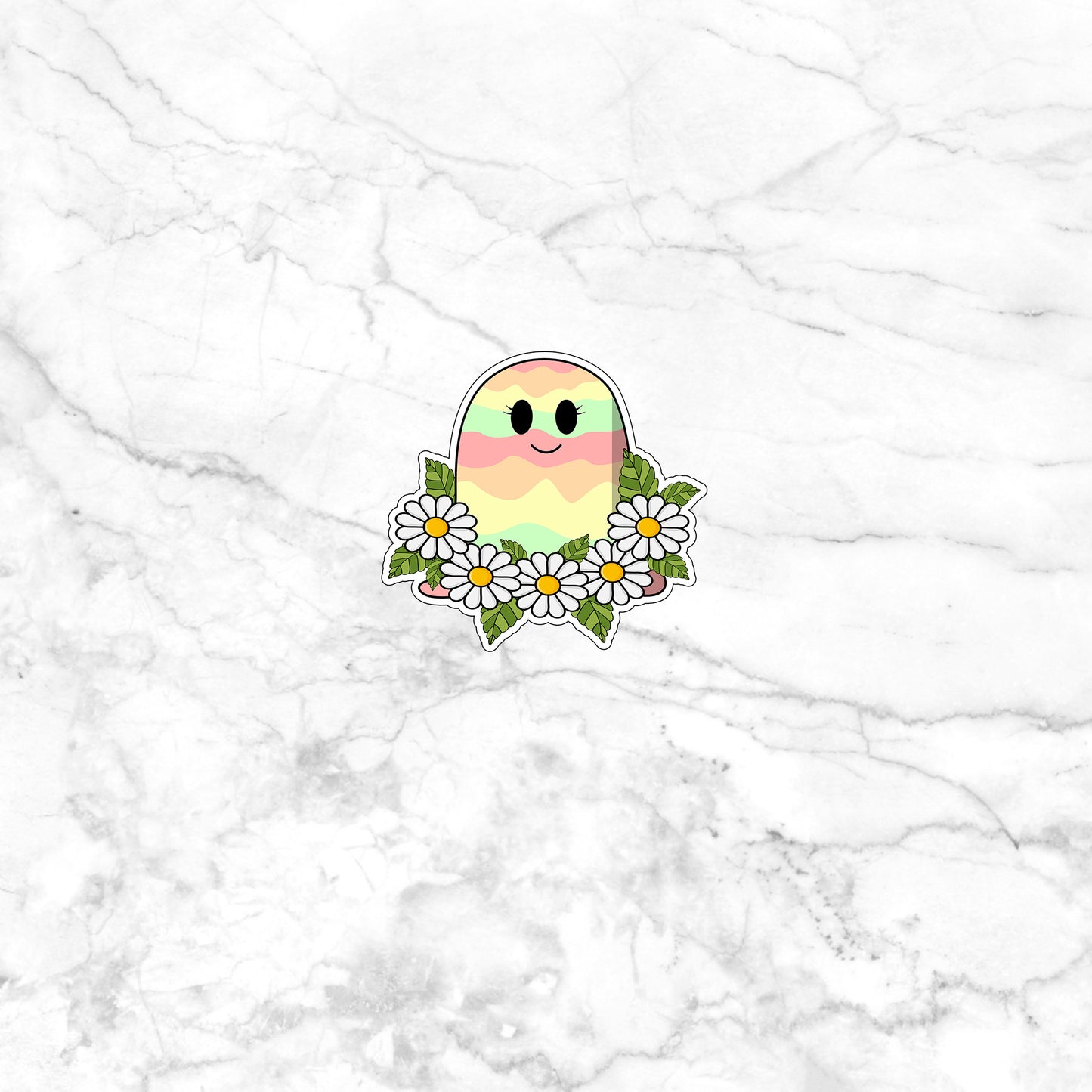 a sticker of a bird with flowers on it