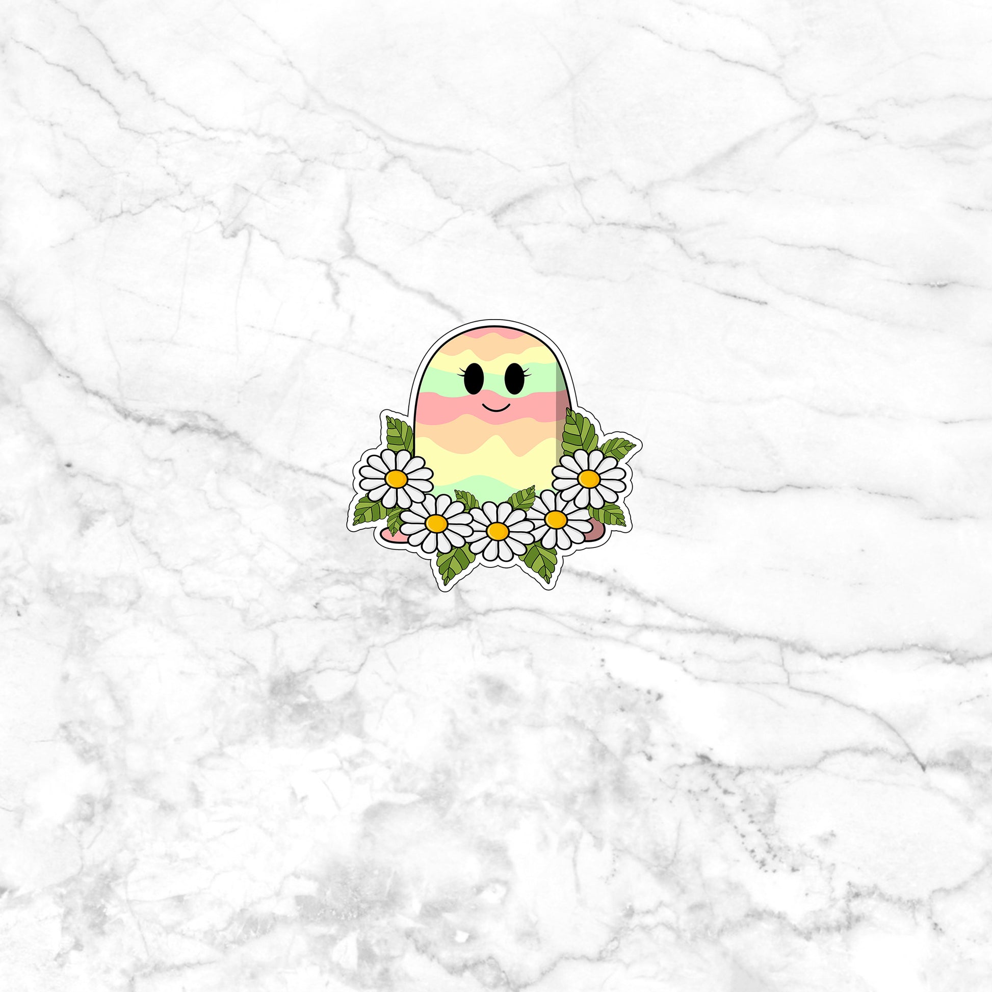 a sticker of a bird with flowers on it