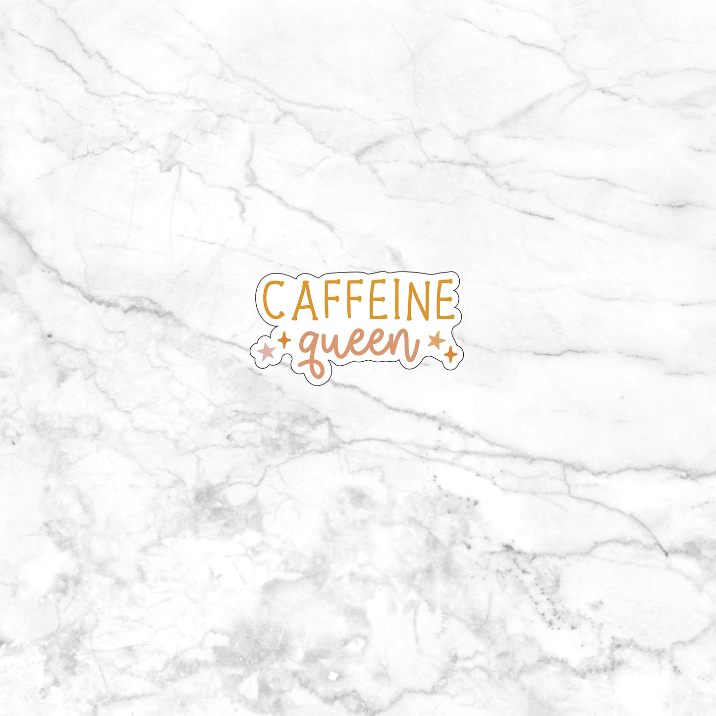 a white marble wall with the words caffeine queen on it