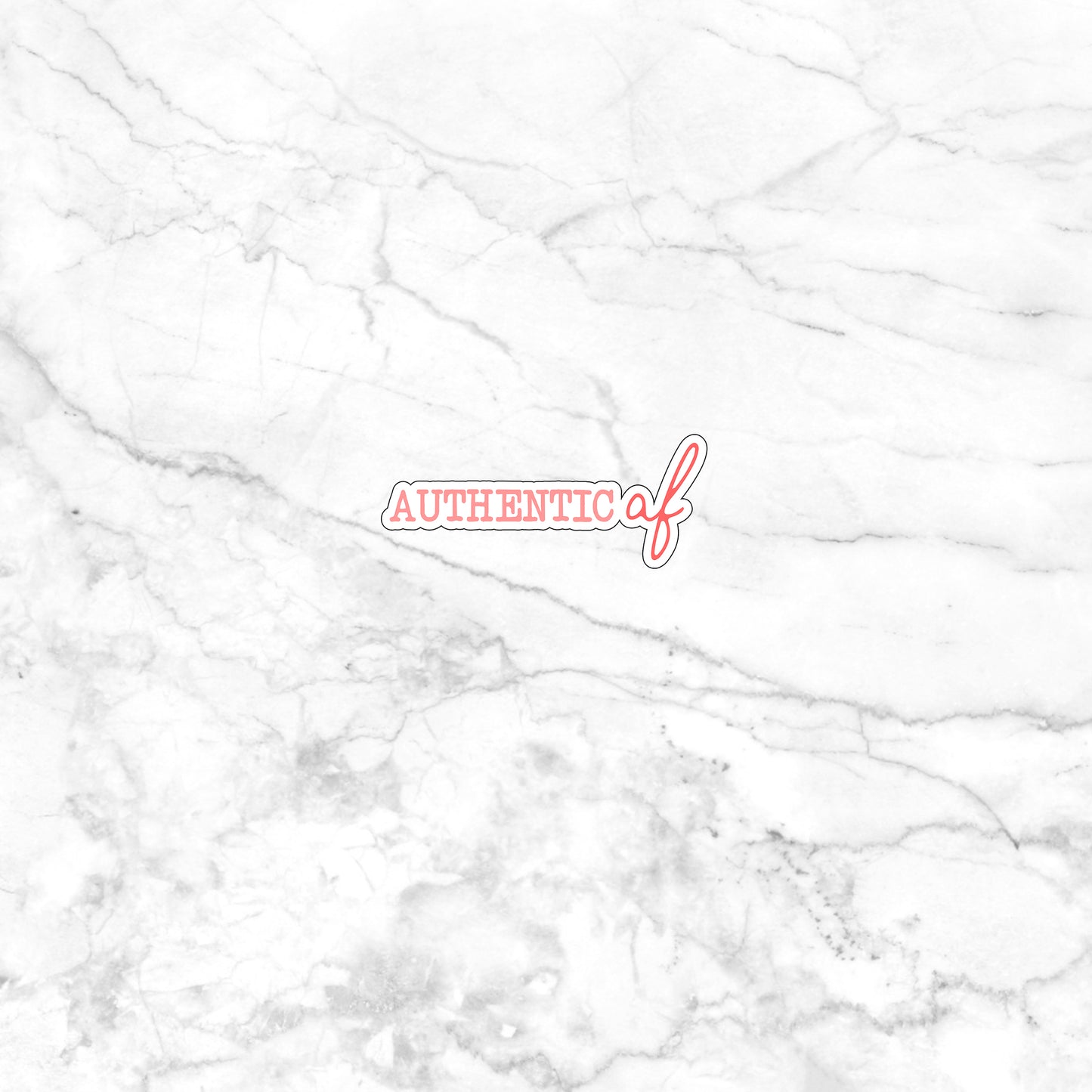 a close up of a white marble surface with the word authentic on it