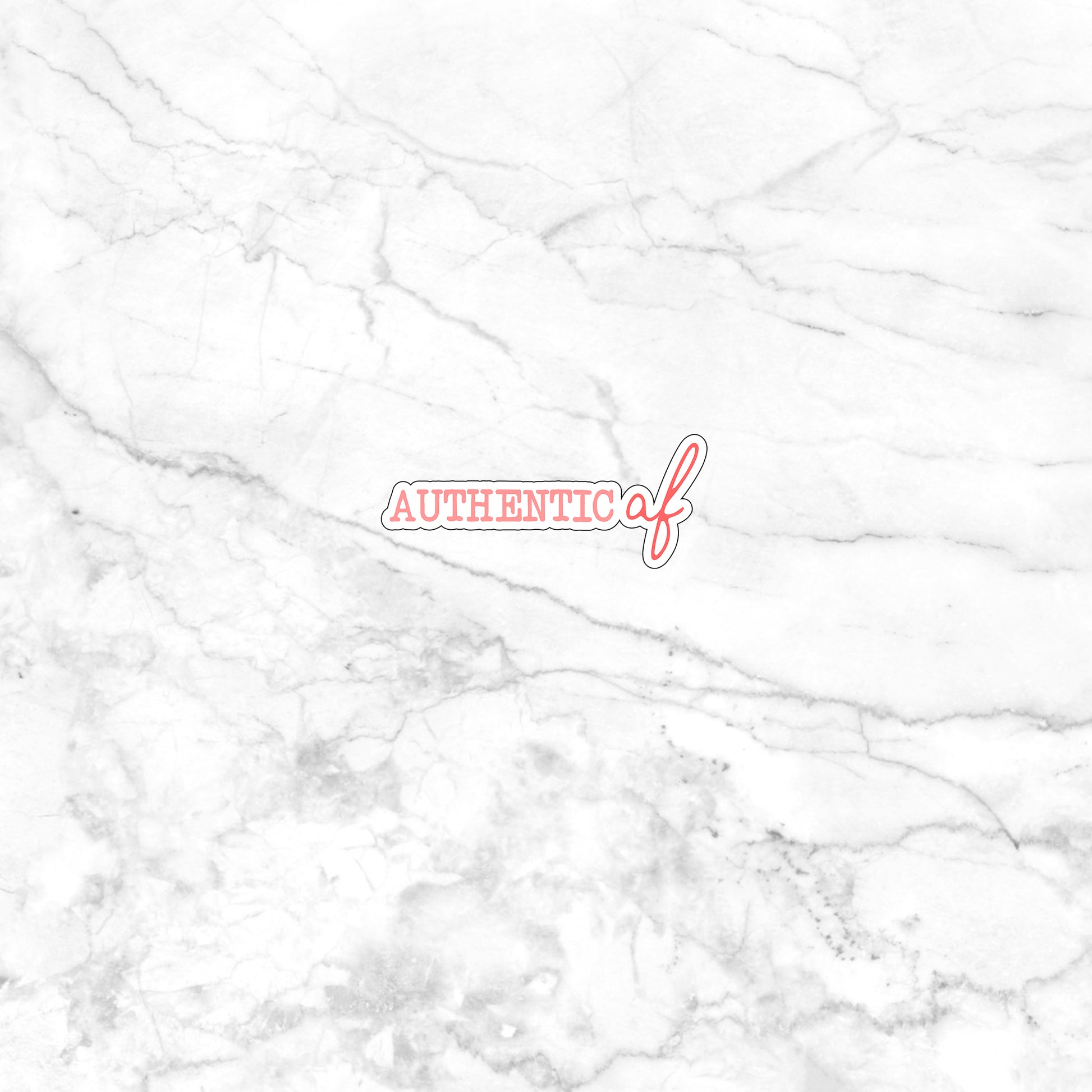 a close up of a white marble surface with the word authentic on it