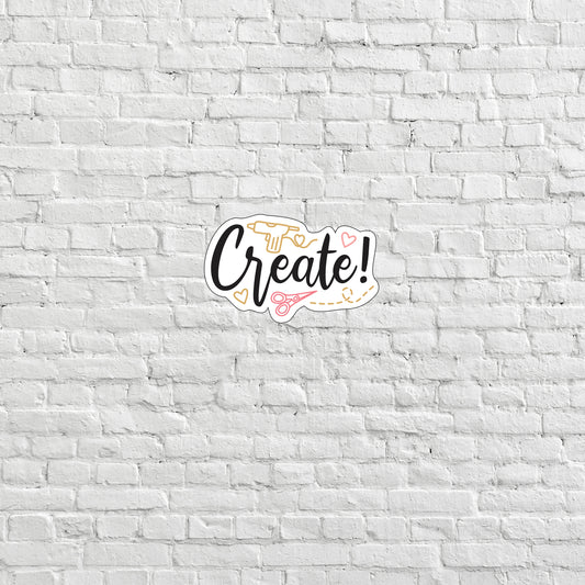 a white brick wall with the words create on it