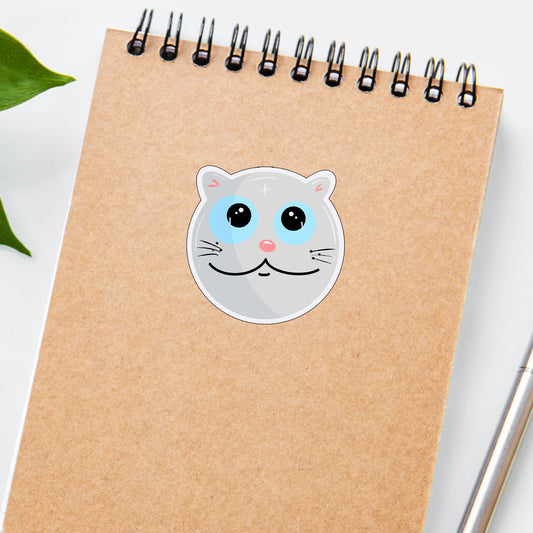 white Funny Cat Sticker